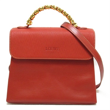 LOEWE Velasques Shoulder Bag 2way Hand 32131 leather Red Used Women GHW