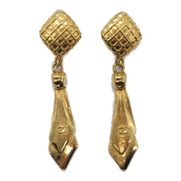 CHANEL Earrings Gold Plated Used Women CC COCO Accessory