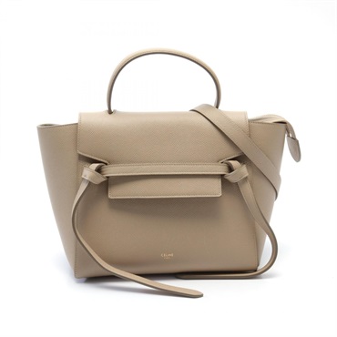 CELINE MICRO Belt Hand shoulder crossbody bag 189153 leather Beige Used