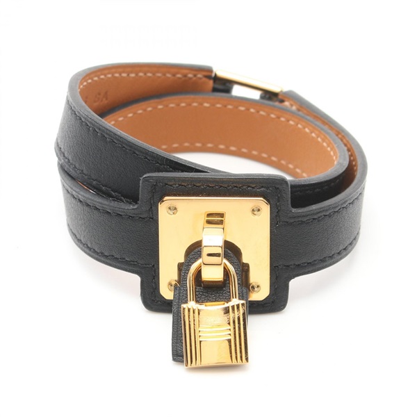 HERMES Double Tour OKelly Bracelet D Swift leather Black Used GHW