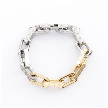 LOUIS VUITTON Bracelet Chain Monogram M1555M Stainless Steel GP Used mens LV