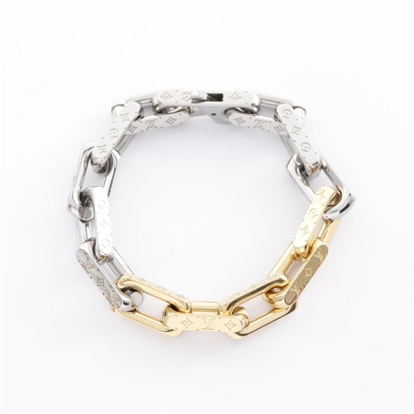 LOUIS VUITTON Bracelet Chain Monogram M1555M Stainless Steel GP Used mens LV