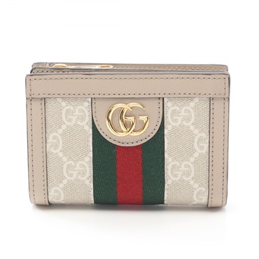 GUCCI Ophidia GG Supreme Bi-fold wallet 813296 canvas leather Beige Multicolor