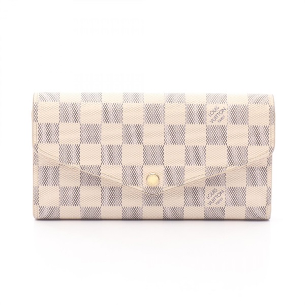 LOUIS VUITTON Portefeuille Sarah Bi-fold Wallet N63208 Damier Azur Canvas White