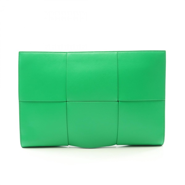 BOTTEGA VENETA The Arco Business Clutch Bag 680169VB1K08480 Leather Green Used