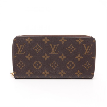 LOUIS VUITTON Zippy around long wallet M41895 Monogram Brown Fuschia Used Women