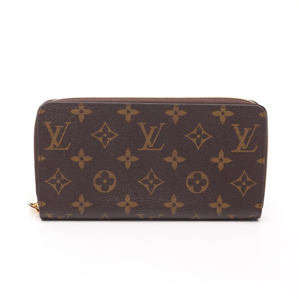 LOUIS VUITTON Zippy around long wallet M41895 Monogram Brown Fuschia Used Women