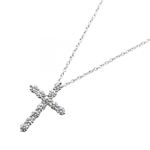 TIFFANY＆CO Small Cross Necklace Diamond Pt950 Platinum Used women