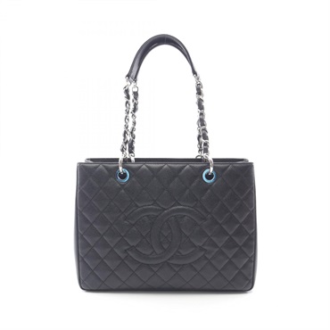 CHANEL Matelasse Grand Shopping GST Tote Bag A50995 Calfskin Black Used SHW CC
