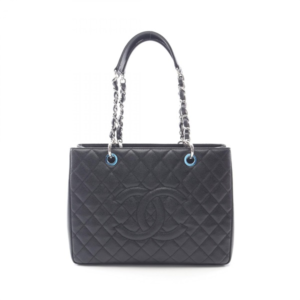 CHANEL Matelasse Grand Shopping GST Tote Bag A50995 Calfskin Black Used SHW CC