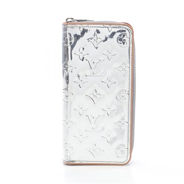 LOUIS VUITTON Zippy Wallet Vertical M80808 leather Monogram Mirror Silver Used