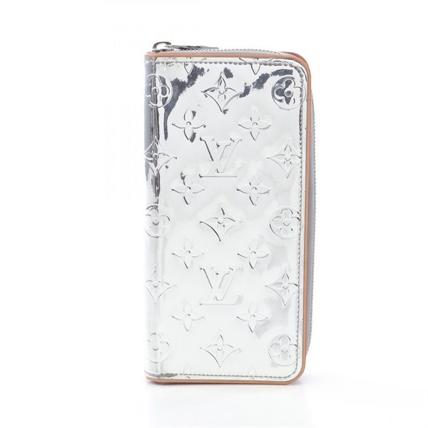 LOUIS VUITTON Zippy Wallet Vertical M80808 leather Monogram Mirror Silver Used