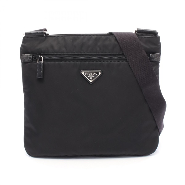 PRADA TESSUTO SAFFI Shoulder Bag 2VH251 Nylon Saffiano leather Black Used Women