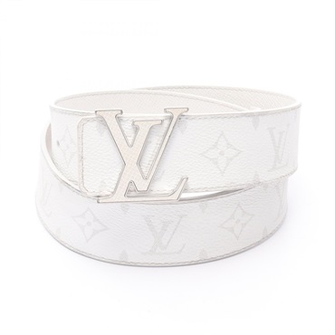 LOUIS VUITTON Ceinture LV Initial 40MM belt M0158 Taigalama leather White mens
