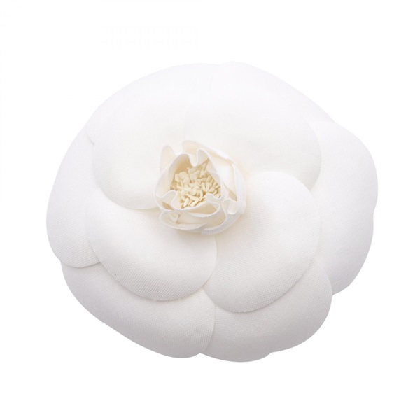 CHANEL Camelia Brooch Fabric White Used Women