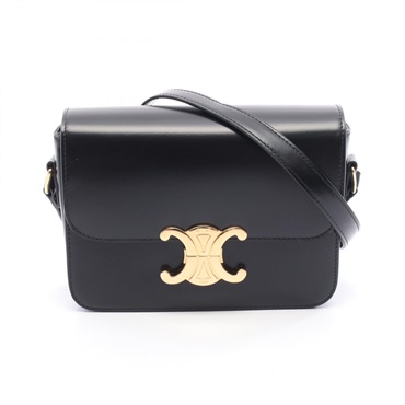 CELINE teen Triomphe Shoulder Bag 188423 leather Black Used Women