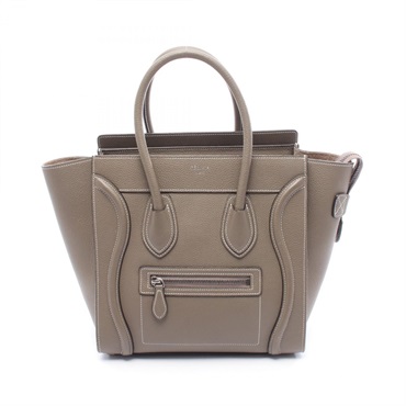 CELINE Luggage micro shopper Handbag leather Brown greige Used Women