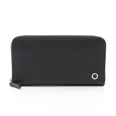 BVLGARI Bulgari Man Around Long wallet purse 294734 leather Black Used mens