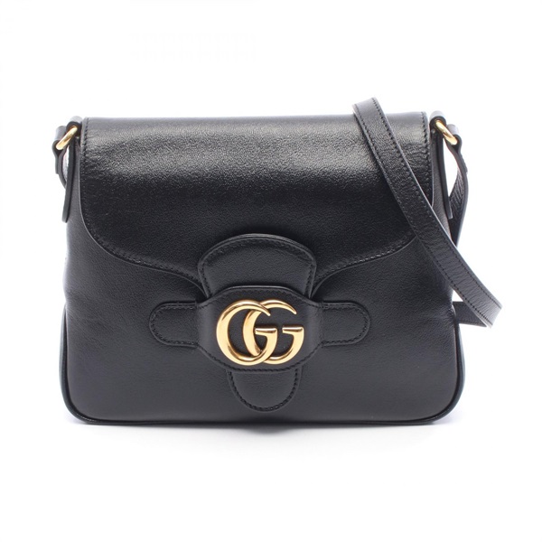 GUCCI GG Marmont crossbody Shoulder Bag 648934 leather Black Used Women