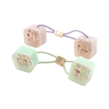 LOUIS VUITTON Hair cube accessories Resin Green Purple Multicolor Used Women LV