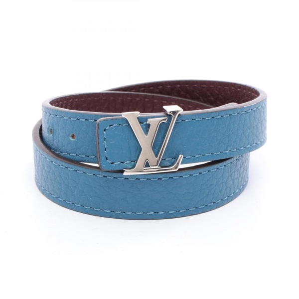 LOUIS VUITTON LV Bracelet M6015E leather Blue Bordeaux Used Women