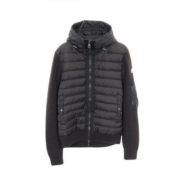 MONCLER Hooded Down Jacket with Zipper Nylon wool Black Size M Used mens