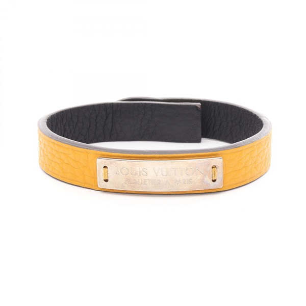LOUIS VUITTON Bracelet bangle 19cm Gold Plated leather Yellow Used unisex