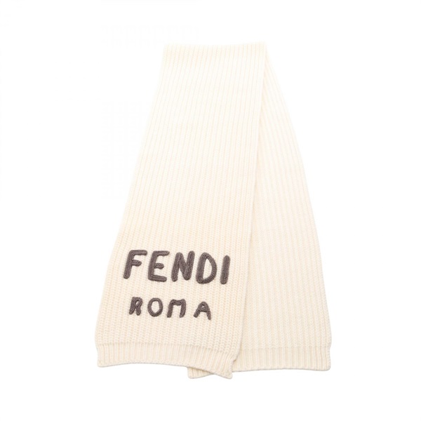 FENDI Logo Fendi Roma Scarf wool Beige 186cm Used Women