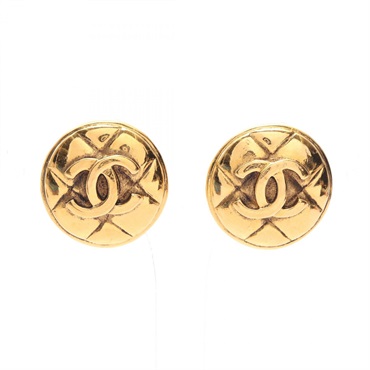 CHANEL COCO Mark Matelasse Earring Gold Plated Gold Used Women CC