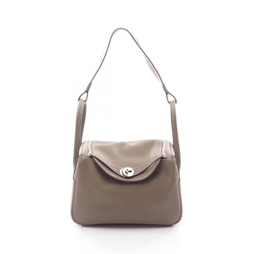 HERMES Lindy 26 Shoulder Bag W Taurillon Clemence leather SHW Etoupe Grey Used