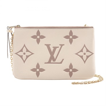 LOUIS VUITTON Pochette Double Zip bicolor chain crossbody Shoulder Bag M80084 LV