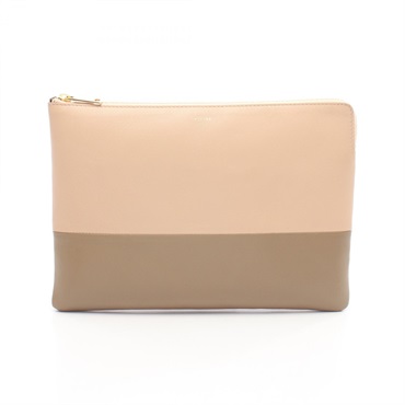 CELINE business clutch second bag leather Beige Used Women