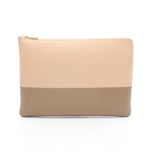 CELINE business clutch second bag leather Beige Used Women