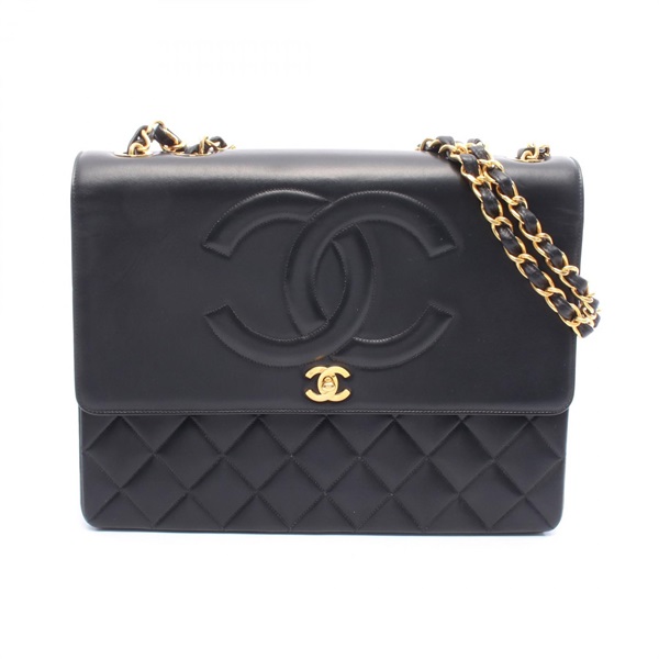 CHANEL Jumbo Matelasse Single Flap chain Shoulder Bag Lambskin Black Used GHW CC