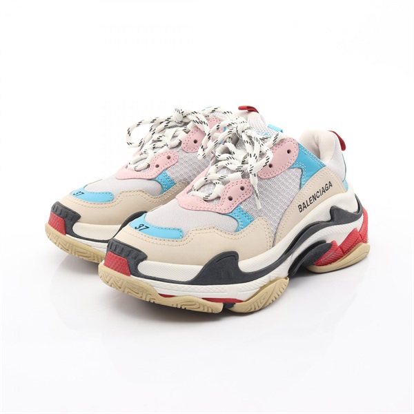 BALENCIAGA TRIPLE S Sneakers Shoes #37 leather Fabric Beige Multicolor Used