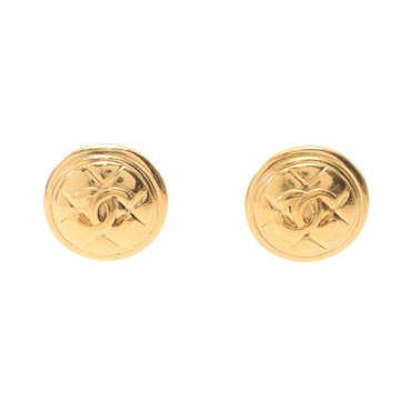 CHANEL COCO Mark Earring Gold Plated Used CC women