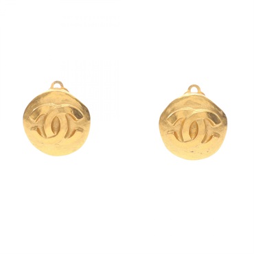 CHANEL COCO Mark Earring Gold Plated Used CC women