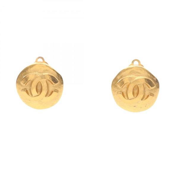 CHANEL COCO Mark Earring Gold Plated Used CC women