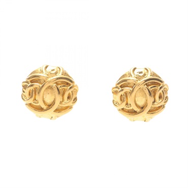 CHANEL COCO Mark Earring Gold Plated Used women CC