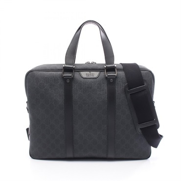 GUCCI GG Supreme Business Shoulder bag 337081 canvas leather Black Gray Used