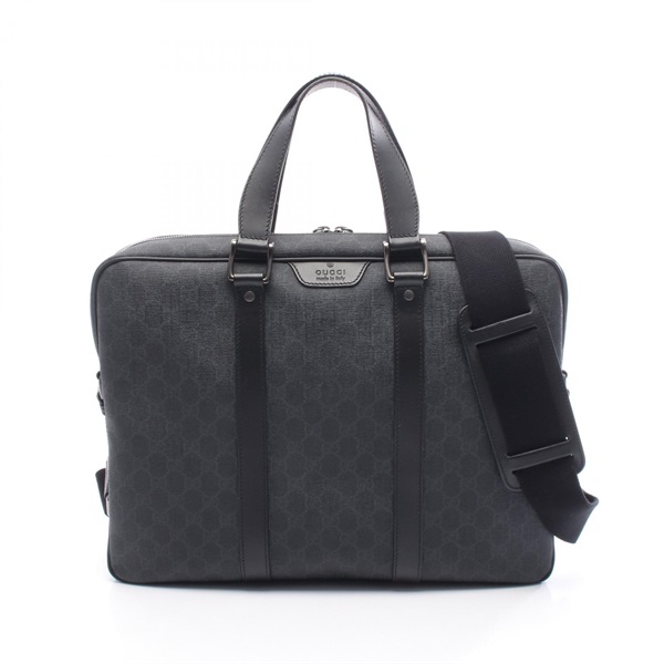 GUCCI GG Supreme Business Shoulder bag 337081 canvas leather Black Gray Used