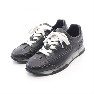 HERMES Trail Sneakers leather Black Used mens size 43