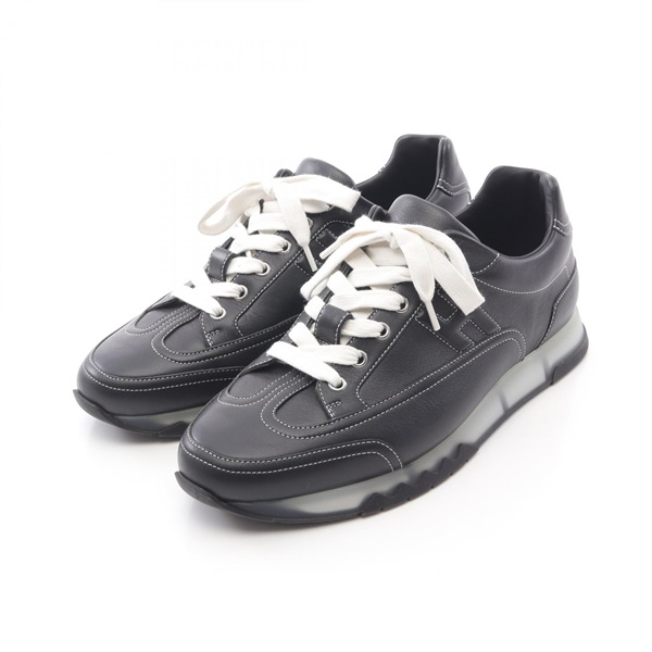 HERMES Trail Sneakers leather Black Used mens size 43