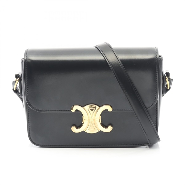 CELINE Teen triomphe Shoulder Crossbody Bag 188423BF4.38NO leather Black Used