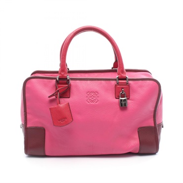 LOEWE Amazona 36 Handbag leather Pink Bordeaux Magenta Used Women