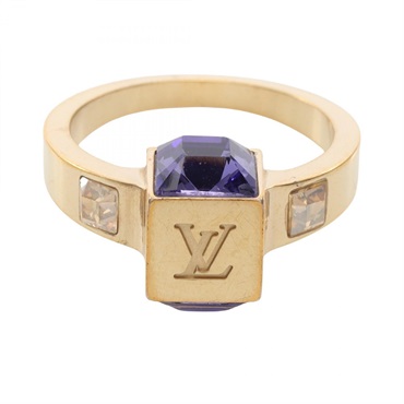 LOUIS VUITTON Berg Gamble Ring Gold Plated Purple Used women US size 6.25