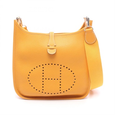 HERMES Evelyne 1 PM Shoulder Bag P Clemence leather Yellow Jaune dor SHW Used