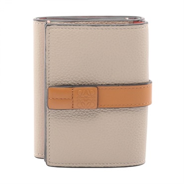 LOEWE Trifold wallet leather Beige Brown Used Women