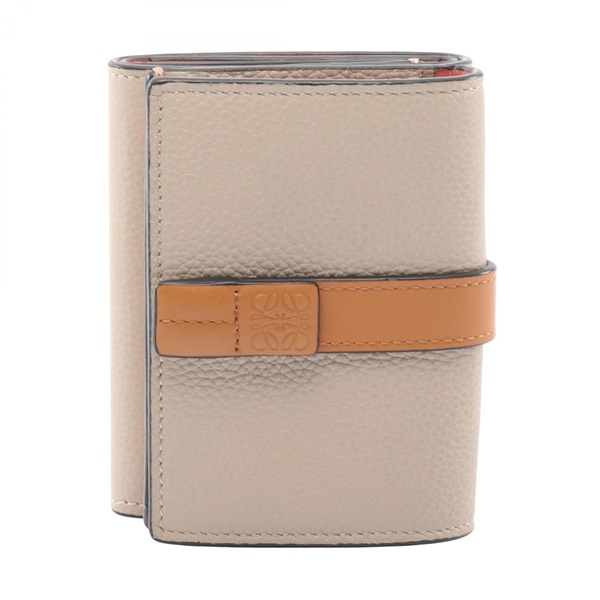 LOEWE Trifold wallet leather Beige Brown Used Women