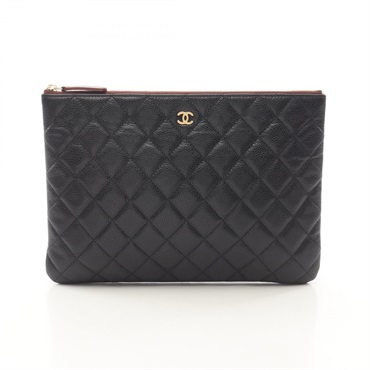 CHANEL Matelasse business clutch second bag leather Black Bordeaux Used GHW